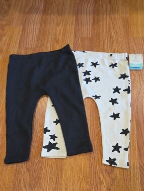 Lullaby Lane Baby Girl's Pants 3-6M NWT 100% Organic Cotton Starts Print, Black
